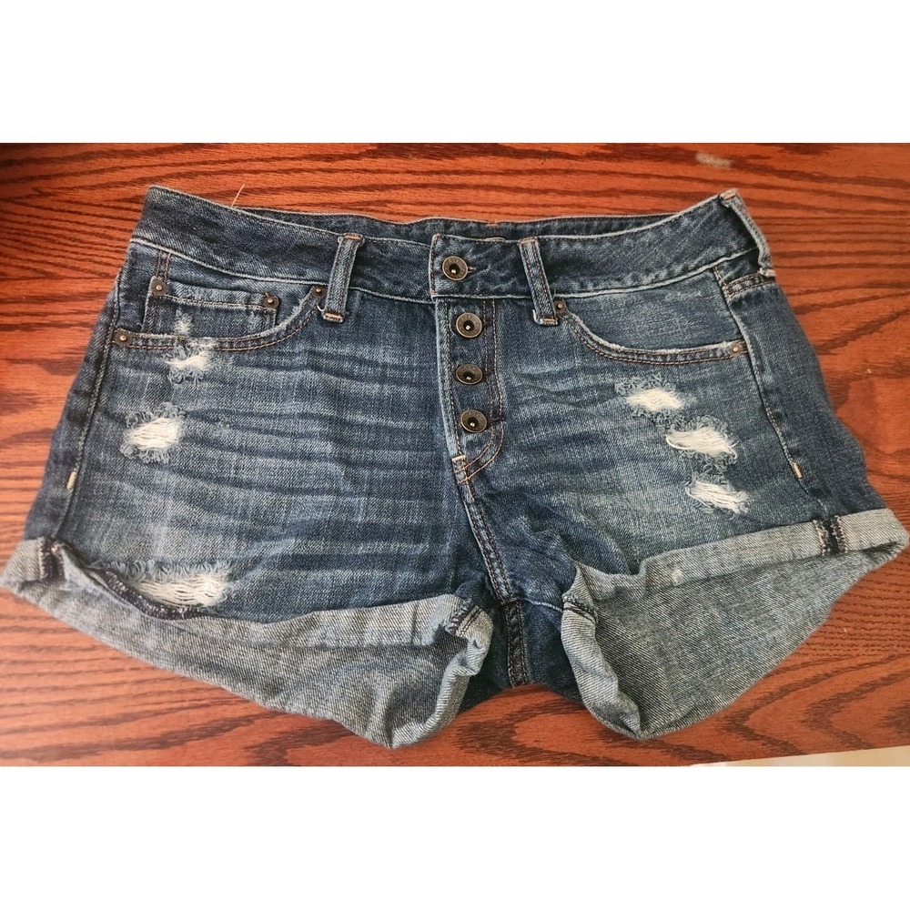 Abercrombie And Fitch Button Fly Denim Shorts Dark Wash Size 28 3in Inseam